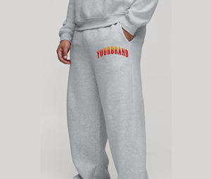 <b>Men's</b> Gray Cotton Vintage Acid Wash Midweight Straight Sweatpants Elastic Waist Printed Letter Logo Casual Autumn Wear - Product Image 4
