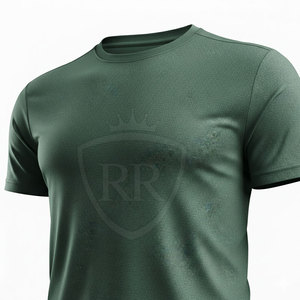 Men Regular Fit Solid Green Quick Dry Short Sleeve O-Neck T-<b>Shirt</b> Casual Knitted <b>100</b>% <b>Polyester</b> Blank Design - Product Image 2