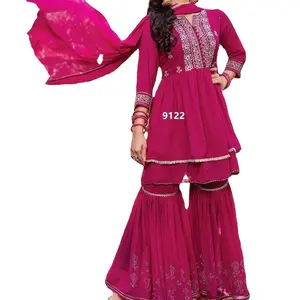 Vendita calda bellissimo vestito Sharara rosa per ragazze Designer Sexy Salwar plazzo prezzo basso 2023 moda da Dgb Exports