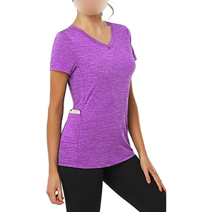 In Purple Color Good Selling <b>Top</b> Trendy Product Make Your Own <b>Plus</b> <b>Size</b> Breathable <b>Mesh</b> Gym Fitness Crop <b>Tops</b> Women Shirts - Product Image 1