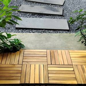 DIY Interlocking Dual Lock Waterproof Acacia <b>Square</b> Decking Tiles 300x300mm Double Colors Interior/Exterior Home Garden Terrace - Product Image 2