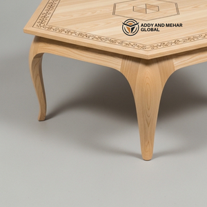 Elegant Industrial Hexagonal Solid Wood <b>Stool</b> <b>Low</b> Coffee Table Hand-Engraved Floral Border Modern Ash Wood Bedroom - Product Image 5