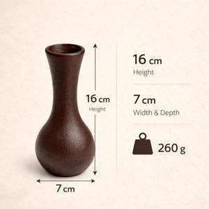 Petit vase à fleurs en aluminium brun mat, accent décoratif moderne en métal pour salon, chambre, étagère et décoration extérieure - Product Image 5
