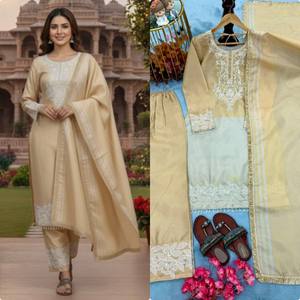 New Designer Party Wear Salwar Kameez Set with Reversible Banarasi Silk <b>Top</b> Plazzo Dupatta Premium Ready-Made Collection - Product Image 3