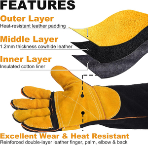 Premium Customized Material Leather Welding <b>Gloves</b> Industrial Safety Heat Resistant for Metalwork Durable Anti-Slip Safety <b>Glove</b> - Product Image 2