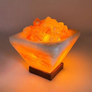 Lampe en sel rose de l'Himalaya artisanale 3-5 kg, lumière blanc chaud, base en bois, pyramide, brasero, éclairage intérieur 15 W, fabriquée au Pakistan, yoga - Product Image 3