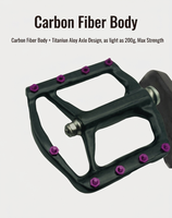 Pedales de Bicicleta MTB BMX Ultraligeros de Fibra de Carbono, Plataforma Plana con 8 Rodamientos Sellados para Eje de Titanio C060 GINEYEA, Bicicleta de Montaña
