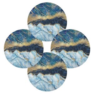 Blue Marble Golden Stone Table Absorbent Round Ceramic <b>Coasters</b> with Cork Base Metal Holder Luxury Marble Pattern <b>Drink</b> - Product Image 6