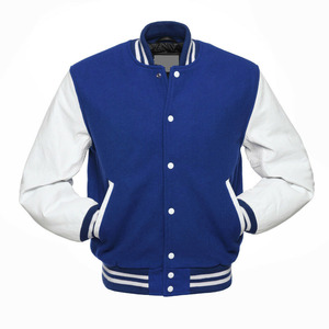 Comfortable Solid Customized Color Plus Size Winter Varsity <b>Jacket</b> Unisex High Quality Wool Body <b>Fleece</b> Sleeves Front Logo Stand - Product Image 4
