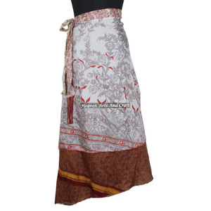 Falda Maxi Tipo Tubo Halter de Seda Estampada Reversible de 38 Pulgadas de Largo, Talla Grande, Estilo Vintage - Product Image 5