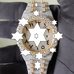 Montre automatique de luxe sportive en acier inoxydable avec bracelet entièrement serti de moissanite, trois montres hip-hop en moissanite - Product Image 3