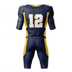 Uniformes de football américain personnalisés bleu marine et or, uniformes en polyester de qualité supérieure, fournisseur OEM en gros - Product Image 2
