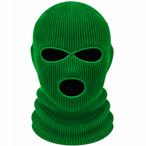 Cagoule tricotée verte à 3 trous, masque intégral, couvre-chef chaud d'hiver pour extérieur, taille adulte unisexe 56-58CM - Product Image 1