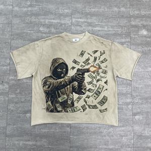 เสื้อยืดสตรีทแวร์พิมพ์ลายแบบกำหนดเอง, พิมพ์ลาย DTG, พิมพ์ลายแบบรีดร้อน, พิมพ์ลายแบบซับลิเมชั่น เสื้อยืดผ้าฝ้าย 100% สำหรับผู้ชาย เสื้อยืดพิมพ์ลายแบบดิสเทรส - Product Image 4