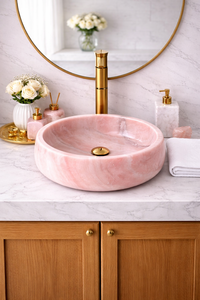 Premium Pink Onyx Eco-Friendly Modern Bathroom Sink Hand Carved Stone Vessel <b>Basin</b> Luxury Vanity Wash <b>Basin</b> for Home Hotel Use - Product Image 2
