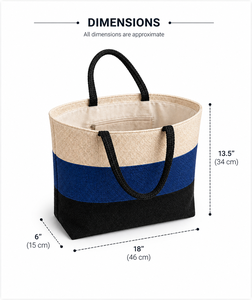 Bolsa de Yute Premium Tricolor Azul, Negro y Blanco con Asas Negras |   Bolsa de Transporte Ecológica y Elegante para Uso Diario - Product Image 4