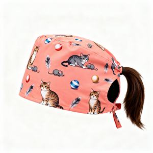 Cappelli da Lavoro Regolabili per Uniformi Mediche da Donna con Bottone e Fascia Elastica Antisudore, in Tessuto Intrecciato - Product Image 1