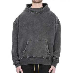 Sweat-shirt à capuche surdimensionné vintage délavé à l'acide pour homme, style streetwear, épaules tombantes, en coton, vente en gros personnalisée - Product Image 1