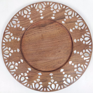 Diseño exclusivo en madera y nácar, forma redonda, para mesa de comedor, bandejas para servir comida y bebidas, suministros para el hogar y hoteles. - Product Image 6
