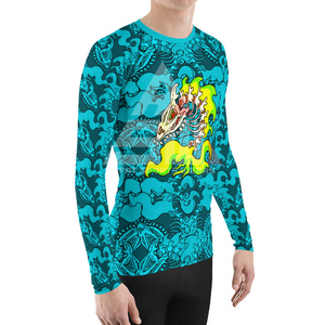 Men's Eco-Friendly Spandex/Polyester Full Sleeve Rash Guard Gym Training Shirt-Quick Dry Breathable Tight Fit Front Customized - Product Image 5