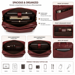 Sac à main de luxe en cuir véritable pour ordinateur portable, sac messager artisanal en cuir de vachette pour homme, sac à bandoulière exécutif - Product Image 3
