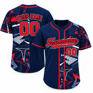 Maillot de baseball personnalisé sublimé, chemises de softball d'équipe à deux boutons, impression intégrale, nom et numéro personnalisés, uniformes de baseball en maille à manches courtes - Product Image 1