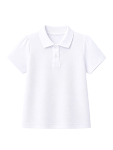 Conjunto de 2 Piezas para Niñas, Camiseta Polo con Mangas Abullonadas, Jersey de Manga Corta, Uniforme Escolar, 100% Algodón - Product Image 4