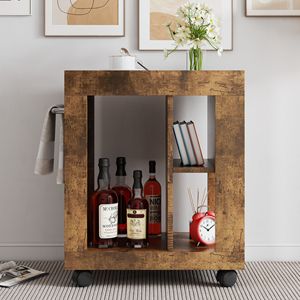 Mobiletto Laterale Moderno Stile Mid-Century per Divano, Carrello Portaoggetti Marrone per Soggiorno - Product Image 3