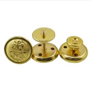 Custom Brass Zinc Alloy Round Shank <b>Buttons</b> 25mm 4mm Nickel-Free Embossed Logo Decorative Clothing Fastener for Uniform Apparel - Product Image 1