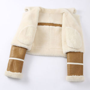 New Fashion Printed Sherpa Genuine <b>Leather</b> Cropped B3 Bomber Coat with Zipper Closure Waterproof Breathable Women's <b>Jackets</b> - Product Image 5