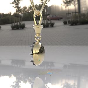จี้เพชรทรงรีเพาะเลี้ยงในห้องปฏิบัติการ ได้รับการรับรองจาก Solid Gold, จี้เพชรทรงจอร์เจียนคัทแบบฝังลง, จี้ทรงรีสีดำ - Product Image 2