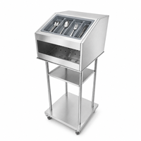 Chariot de petit-déjeuner fonctionnel en acier inoxydable avec boîte à pain et rangement pour couverts, chariot de service mobile pour hôtel, buffet, avec roues, origine Chine