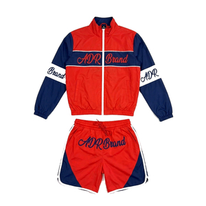 ADR Brand Unisex Tracksuit Set Color Blocking Sporty <b>Jacket</b> Shorts Full Sleeve Zipper Fly Breathable Polyester Adult Spring - Product Image 1