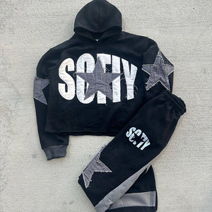 Custom Sunfade Embroidery Hooded Solid Winter <b>Tracksuit</b> 100% Cotton Fleece Fully Customized Design for Casual Streetwear Unisex - Product Image 2