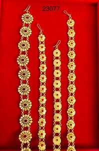 Último Modelo de MOLL JEWELLERS, Conjunto de Collar y Aretes Florales de Aleación de Zinc Chapado en Oro Indio de 24K, 0.3m, con Circonita, Joyería de Boda para Mujer - Product Image 5