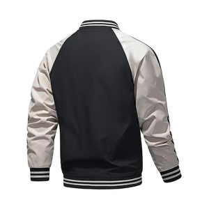 Chaqueta de streetwear personalizada de alta calidad para hombre, con cierre de cremallera, ribetes en contraste, ribete acanalado, abrigo ligero informal, al por mayor. - Product Image 2