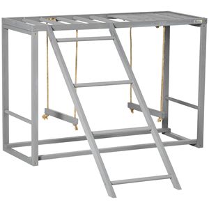 Ensemble de balançoires pour poulets en bois gris avec centre d'activités et plusieurs perchoirs pour 3-4 poulets - Product Image 1
