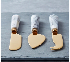 <b>Cheese</b> <b>Knife</b> <b>Set</b> With Marble Handle Gold Stainless Steel <b>Cheese</b> Tools Serving Cutlery For <b>Cheese</b> Serving Use And Hotel Use - Product Image 3