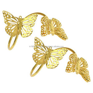 Vente en gros Rond de serviette papillon pour mariage, hôtel, dessus de table, design élégant, anneau ou porte-serviettes en métal de luxe doré - Product Image 1