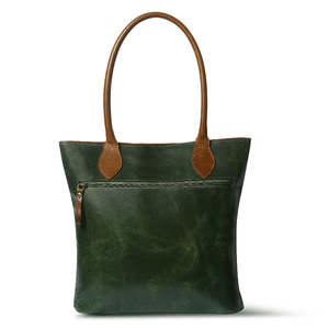 Vintage Leather Blue Tote Bag Retro Shoulder Handbag Zipper Closure Large Capacity for Travel Shopping and laptop bag - Product Image 2