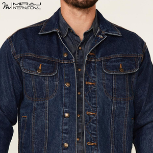 Hand Made Newest In Blue Color OEM Service Best Soft Fabric Denim <b>Jackets</b> Comfortable Breathable Denim <b>Men's</b> Denim <b>Jackets</b> - Product Image 5