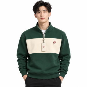 เสื้อสเวตเชิ้ตผู้ชายพิมพ์โลโก้ตามสั่ง สวมใส่สบายๆ สำหรับฤดูใบไม้ร่วง สีแดง คอซิป ¼  แบบถัก มีกระเป๋า ราคาถูก - Product Image 1