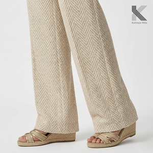 Pantalones de vestir de espiga para mujer, personalizados OEM, 230 g/m², viscosa y algodón, suaves y transpirables, fabricante de ropa al por mayor - Product Image 2