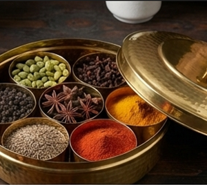 Boîte de rangement pour épices en métal doré rond de qualité supérieure avec 6 compartiments, anti-poussière, porte-ustensiles de cuisine, design élégant - Product Image 5