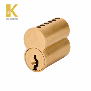 Cilindro de núcleo intercambiable de formato pequeño con múltiples opciones de ranura para llave, latón satinado, 6 pines, ranura tipo M para seguridad en edificios comerciales - Product Image 1