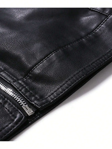 Veste parka en cuir véritable de haute qualité pour hommes, col montant, style usé, pour motards, respirante, streetwear, sherpa - Product Image 4