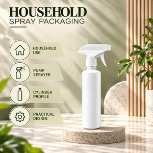 500ml White Cylinder <b>Plastic</b> <b>Spray</b> <b>Bottle</b> With Pump Sprayer Household Use PP Material - Product Image 5