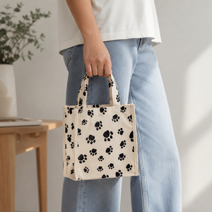 Custom Paw Print <b>Mini</b> Cotton Tote <b>Bag</b> 220 GSM All Over Printed Reusable Promotional Gift Shopping <b>Bag</b> OEM ODM Manufacturer India - Product Image 4