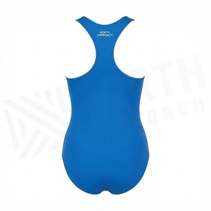 North Approach Women's One Piece Swimsuit Solid Blue Tank Top Swimwear Stretch Knitted Regular Fit - Product Image 2