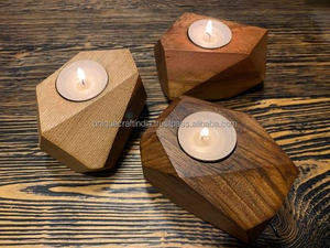 Portavelas FacetGlow moderno hecho a mano de madera de varias formas para decoración del hogar regalos de navidad incluye pilares Tealights - Product Image 2
